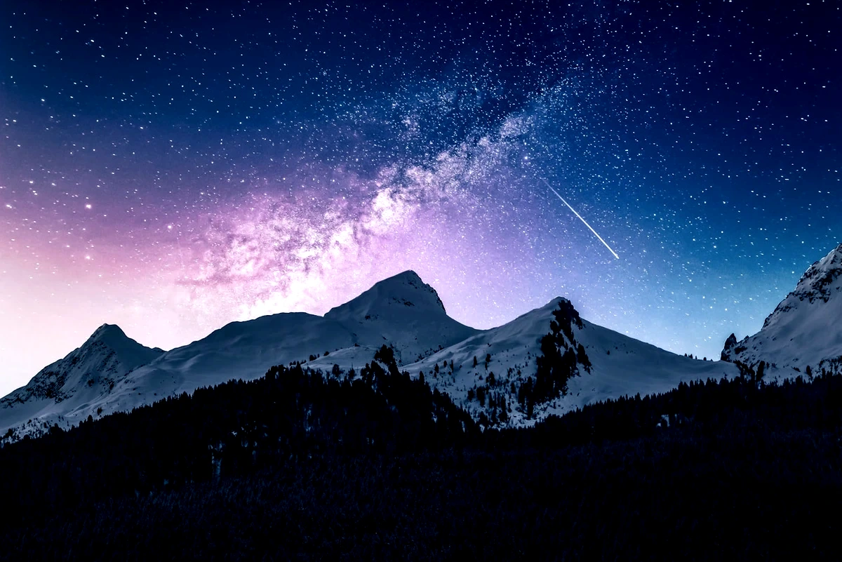 Alpine Mountain Peak Under Stars - Edited